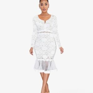 Elegant White Lace Dress